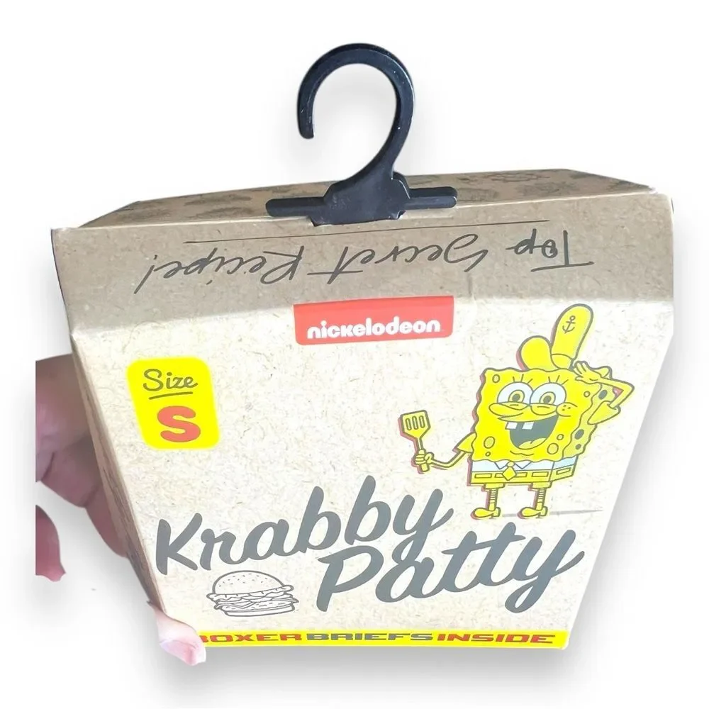 Crazy Boxer Briefs with Gift Box Nickelodeon Krabby Patty  SpongeBob Mens Size S